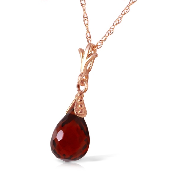 14K. SOLID GOLD NECKLACE WITH BRIOLETTE GARNET